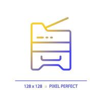 2D pixel perfect gradient copier icon, isolated vector, thin line document illustration. vector