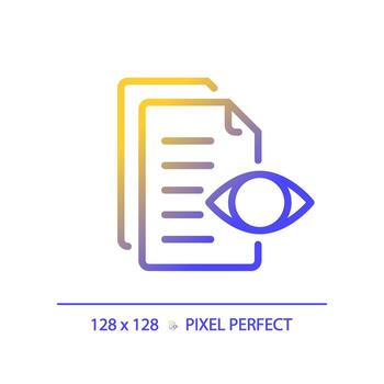 2D pixel perfect gradient preview document icon, isolated vector, thin line document illustration. vector