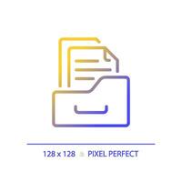 2D pixel perfect gradient folder icon, isolated vector, thin line document illustration. vector