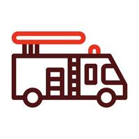 Fire Truck Vector Thick Line Two Color Icons For Personal And Commercial Use.