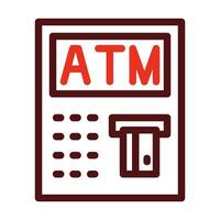 ATM Machine Vector Thick Line Two Color Icons For Personal And Commercial Use.
