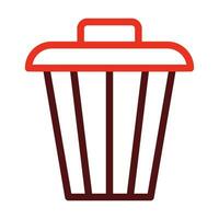 Dustbin Vector Thick Line Two Color Icons For Personal And Commercial Use.
