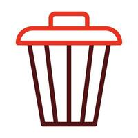 Dustbin Vector Thick Line Two Color Icons For Personal And Commercial Use.