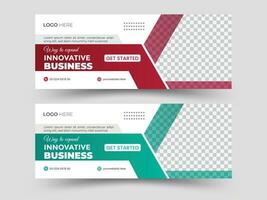 Corporate business social media Facebook cover template design, web banner template with two color vector