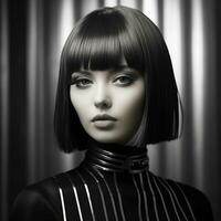 Illustration of a haircut fashion portrait, AI Generated photo