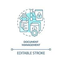 2D editable document management thin line blue icon concept, isolated vector, monochromatic illustration representing knowledge management. vector