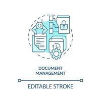 2D editable document management thin line blue icon concept, isolated vector, monochromatic illustration representing knowledge management. vector