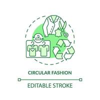 Editable circular fashion green icon concept, isolated vector, sustainable office thin line illustration. vector