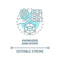 2D editable knowledge base system thin line blue icon concept, isolated vector, monochromatic illustration representing knowledge management. vector