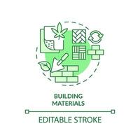 Editable building materials green icon concept, isolated vector, sustainable office thin line illustration. vector