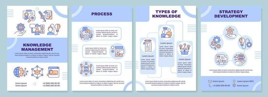 2D knowledge management brochure template, leaflet design with thin line icons, 4 vector layouts.