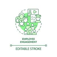 Editable employee engagement green icon concept, isolated vector, sustainable office thin line illustration. vector