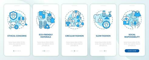 2d lineal íconos representando sostenible oficina móvil aplicación pantalla colocar. 5 5 pasos gráfico instrucciones, ui, ux, gui modelo. vector