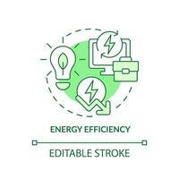 editable energía eficiencia verde icono concepto, aislado vector, sostenible oficina Delgado línea ilustración. vector