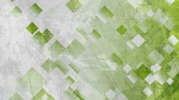 Green and grey grunge squares abstract tech motion background video