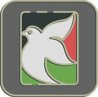 Icon dove in a rectangle. Palestine elements. Icons in embossed style. Good for prints, posters, logo, infographics, etc. vector