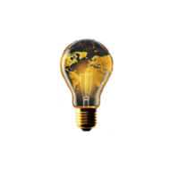 3d minimal world inside a light bulb Light bulb symbol color Generative Ai png