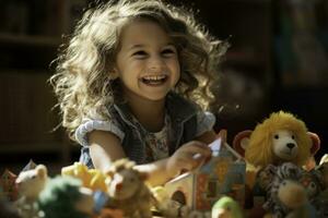 Child joyfully engages with toys during progressive healing play therapy photo