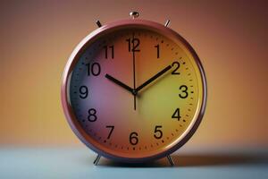 A clock symbolizing time in psychotherapy isolated on a gradient background photo