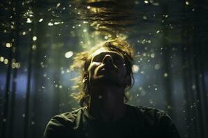 Subject submerged in therapeutic hypnosis revealing deep seated emotional experiences photo