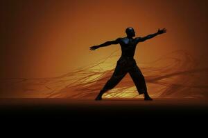 A dancer expressing emotions through movement isolated on a vibrant gradient background photo