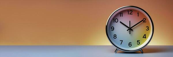 A clock symbolizing time in psychotherapy isolated on a gradient background photo