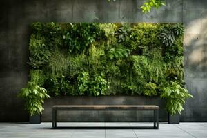 Urban architecture with vertical garden walls background with empty space for text photo