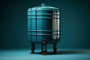 Rainwater harvesting system isolated on a gradient blue background photo