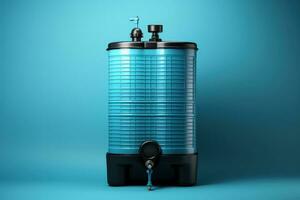 Rainwater harvesting system isolated on a gradient blue background photo