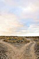 dos suciedad carreteras en el medio de un Desierto foto