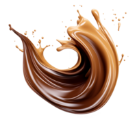 Realistic chocolate milk splash, drink swirl wave generative ai png