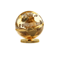 Gold digital 3d planet digital earth png generative ai