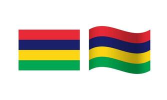 rectángulo y ola Mauricio bandera ilustración vector