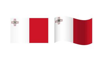 rectángulo y ola Malta bandera ilustración vector