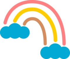 Cute rainbow with cloud doodle icon png