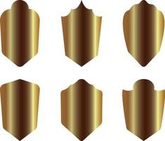 Set of flat shields. Golden gradient color. Vector. vector