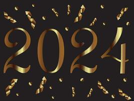 2024 The New Year. Christmas illustration.Golden color. Vector. vector