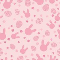 Seamless pattern background for Easter design with cute decorated easter eggs, rabbit and flower vector