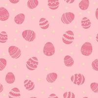 Seamless pattern with decorated eggs for Easter holiday, pink background vector