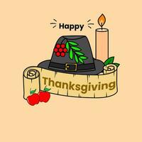 Happy thanksgiving day card in hand drawn style vector