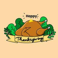 Happy thanksgiving day card in hand drawn style vector