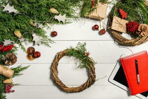 Christmas wreath decoration with handmade DIY, do it by yourself. photo