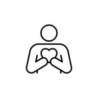 Your self care icon. Simple outline style. Love myself, hug, compassion, embrace my body, good and health life concept. Thin line symbol. Vector illustration isolated.