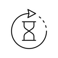 Anti aging hourglass icon. Simple outline style. Waiting slow time, anti old, clock, sandglass with round arrow, timer concept. Thin line symbol. Vector illustration isolated.