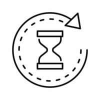 Anti aging hourglass icon. Simple outline style. Waiting slow time, anti old, clock, sandglass with round arrow, timer concept. Thin line symbol. Vector illustration isolated.