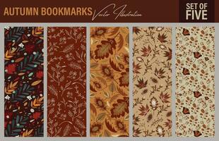 Set of five seamless floral repeat patterns in Fall color palette. Four-way-repeat vintage pattern for fabric, book cover design, wrapping paper, bags, vintage backgrounds etc vector