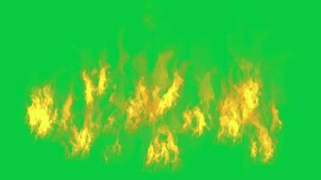 Fireplace Scattered fire flame animation overlay effect isolated on green screen background video