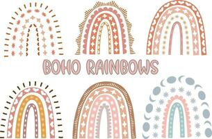 Boho Rainbows, Trendy  Watercolor  Baby Rainbows Vector Illustrations