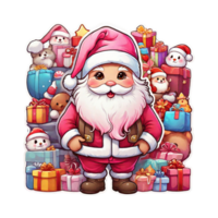 alegre Navidad pegatina con un Papa Noel mascota en un transparente antecedentes png