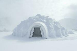 nieve cubierto alpino emergencia abrigo antecedentes con vacío espacio para texto foto